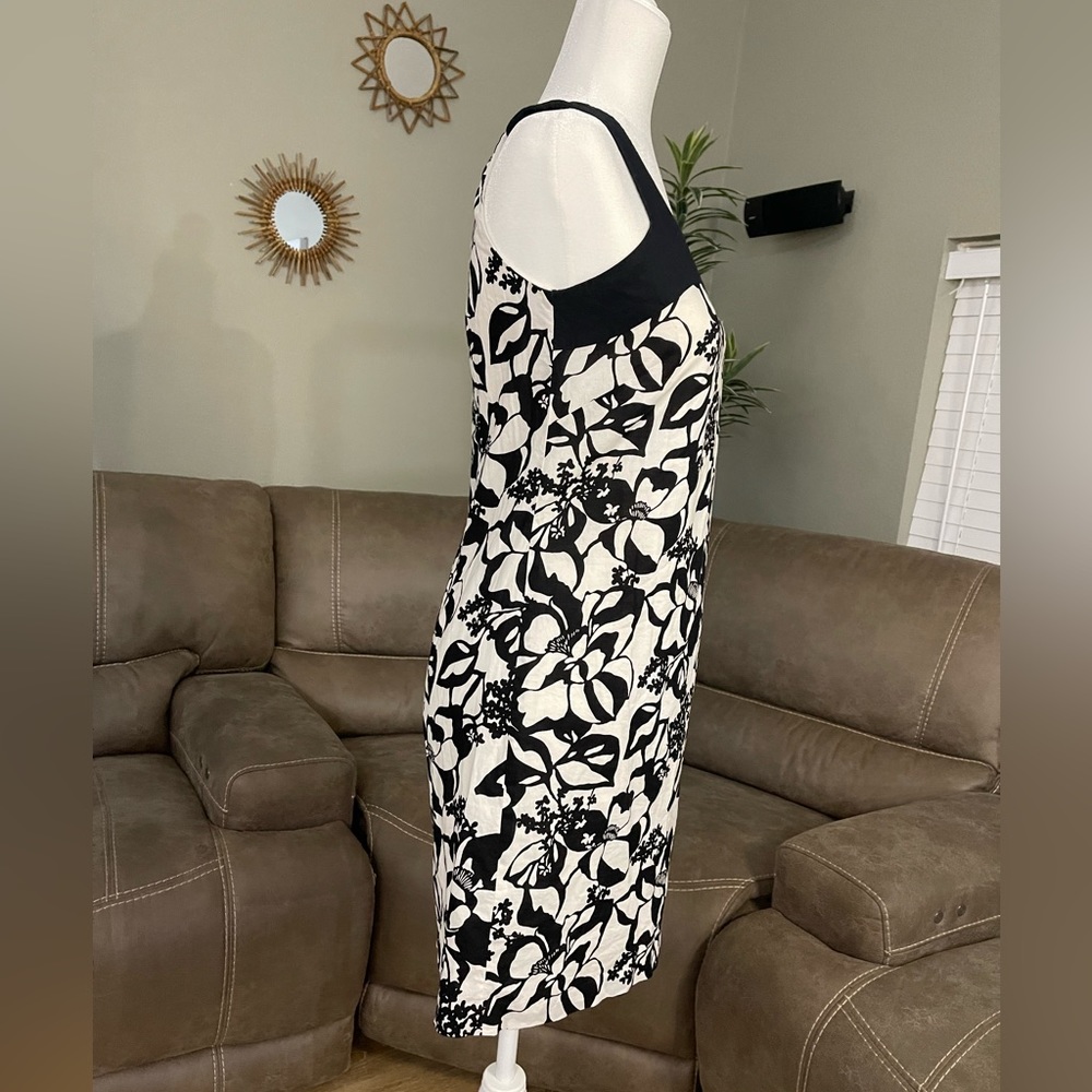 Ann Taylor LOFT Sleeveless Black White Floral Career Chic Dress Work Sz 2 Fall - Picture 7 of 9